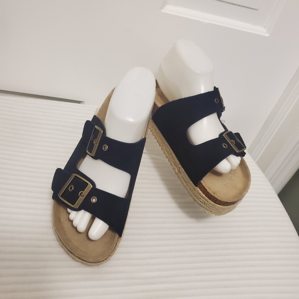 EUC Fat Face Meldon Black Flatform Sandals Size 40 US 9.5 Ret. $76.00